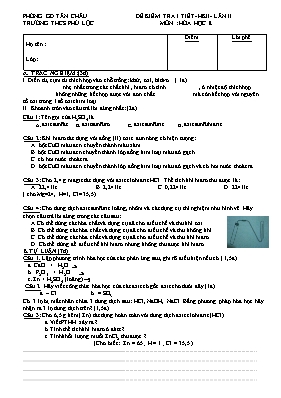Đề kiểm tra 1 tiết lần 2 học kỳ II môn Hóa học Lớp 8 - Trường THCS Phú Lộc